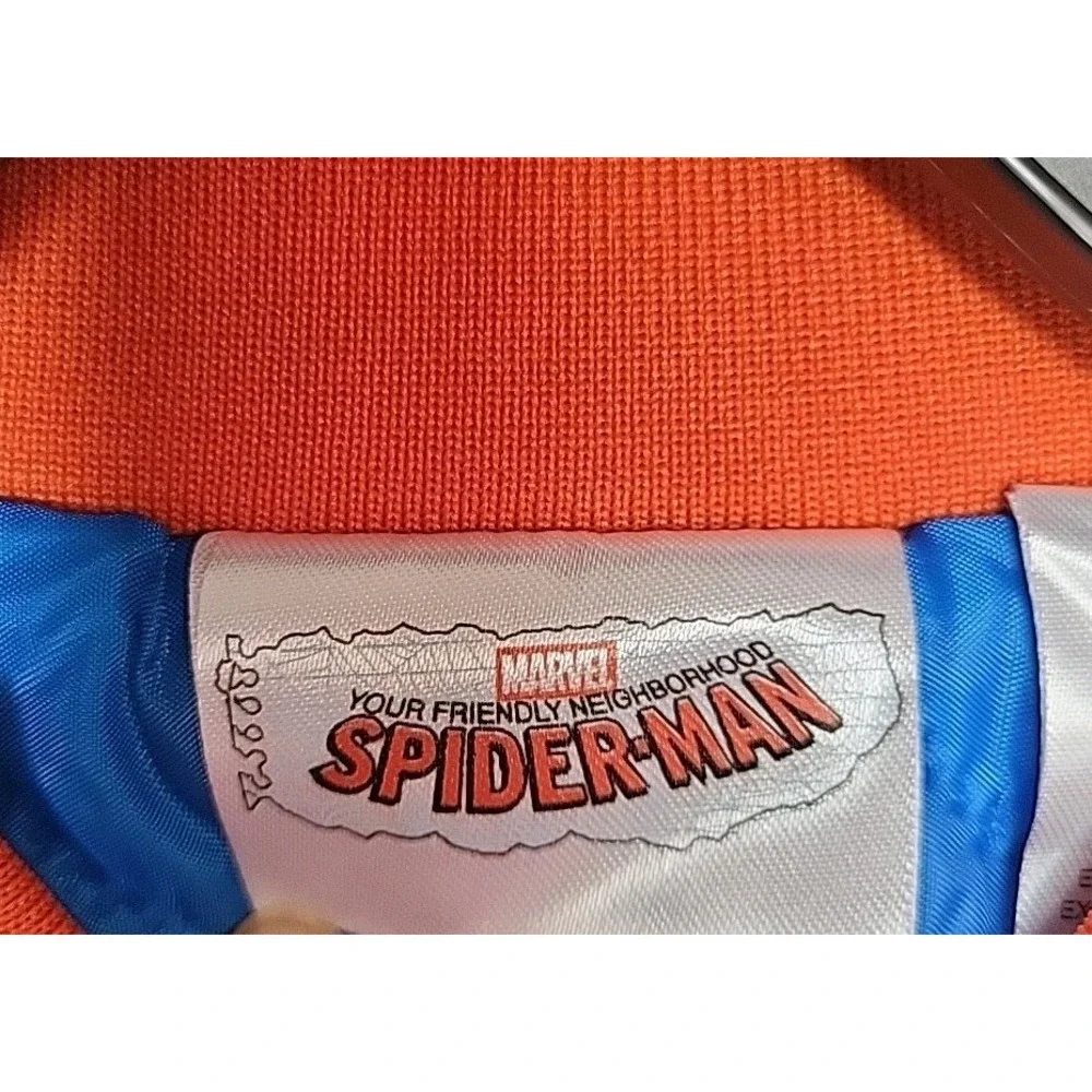 New Spider-Man Boy's Graphic Bomber Jacket Red Blue L (10/12) Zipper Pockets‎